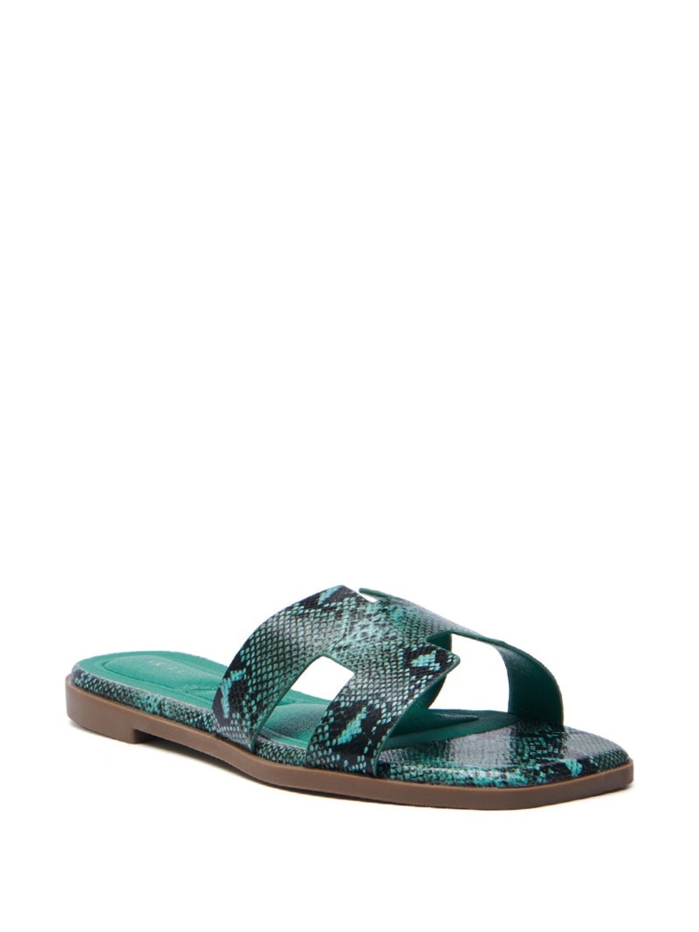 AKIRA HOWDY GREEN SNAKE SLIP ON SANDAL